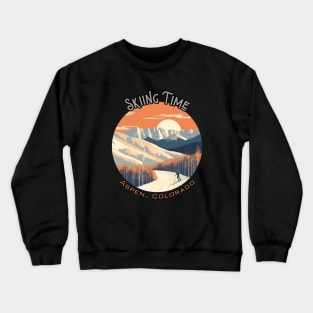 Skiing Time, Aspen, Colorado, USA, winter Crewneck Sweatshirt